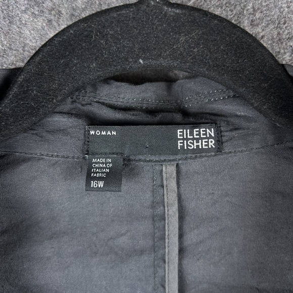 EILEEN FISHER Jacket Womens 16W Gray Linen Blazer Button Front Pockets - Picture 6 of 14